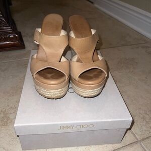 Jimmy Choo Tan Wedge Sandals
